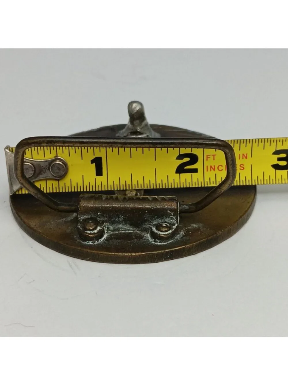 Vintage Round Brass Belt Buckle With Eagle In Flight Design A-48